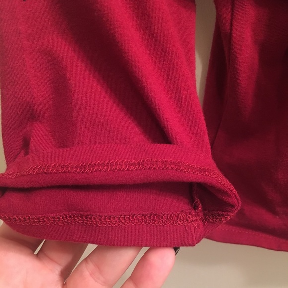 Red three-quarter sleeve crop top - Picture 4 of 8